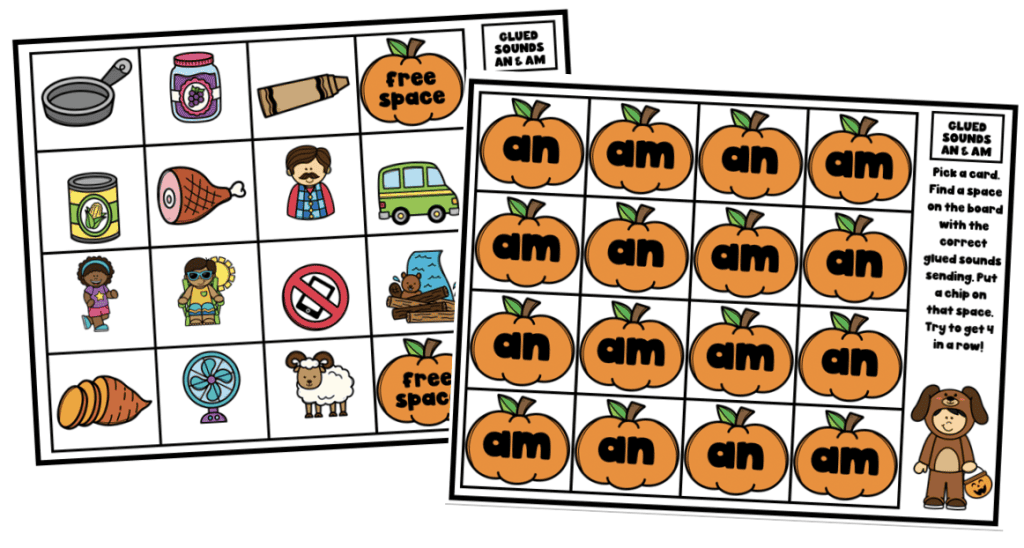 glued sounds am- anpumpkin activities