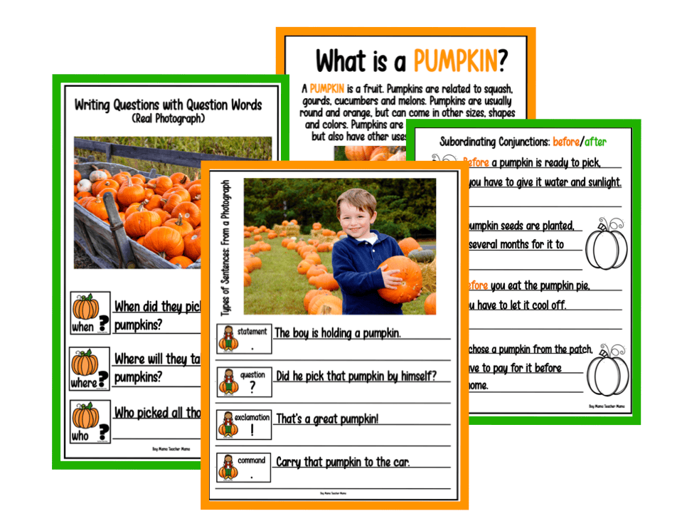 pumpkin sentence level writing skills