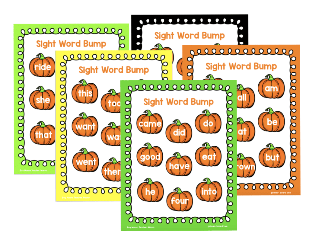 pumpkin sight words bump