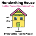 Handwriting House illustration used to teach letter formation by showing the roof, ceiling, floor, and basement where letters belong.